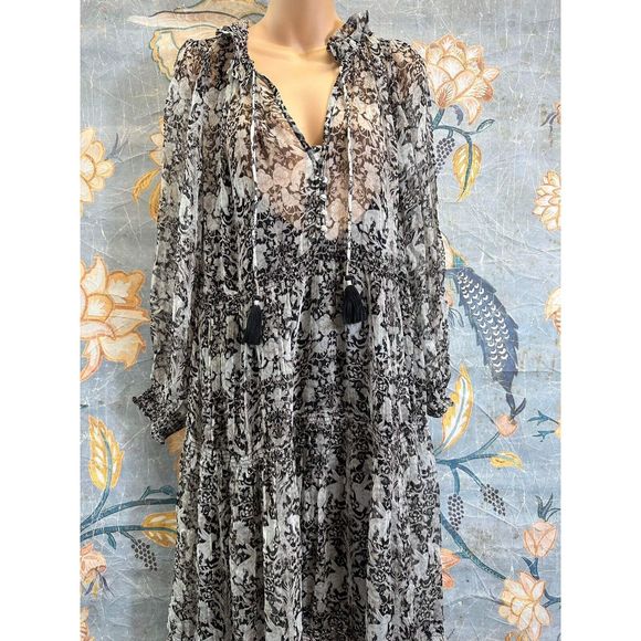 New Anthropologie The Marais Printed Chiffon Maxi Dress size Small - Picture 7 of 9